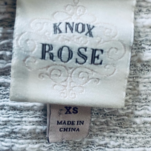 Women’s XS Sweater Cardigan Knox Rose Open Front Ivory Glitter Zip Sleeve Pocket - Picture 12 of 14